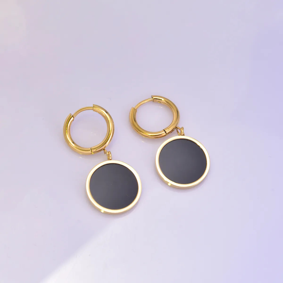 Ladies Earrings for Little Ones-1 Pair Casual Simple Style Geometric Plating Inlay Titanium Steel Zircon 18K Gold Plated Drop Earrings