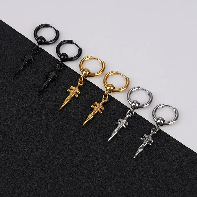 Ladies Earrings High Fashion-1 Piece Fashion Cross Titanium Steel Plating Drop Earrings