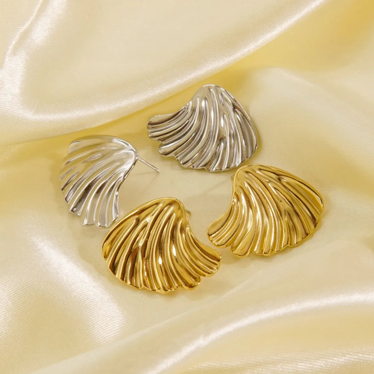 Ladies Earrings for Leaders-1 Pair Vintage Style Geometric Angel Wings Plating Stainless Steel 14k Gold Plated Ear Studs